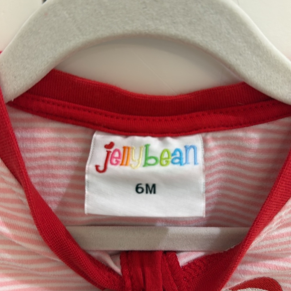 Jellybean Santa Embroidery Ruffle Pants PJ Set Monogrammed Clara 6M - Picture 4 of 7
